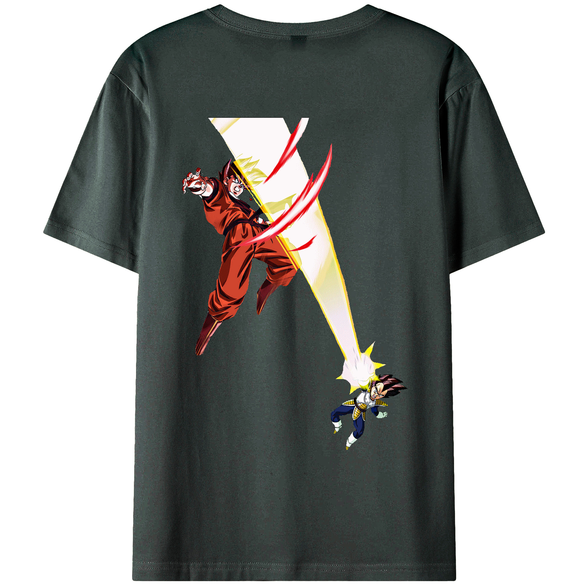 （画像用） ドラゴンボール ベジータ四世（Bejīta Yonsei）DRAGON BALL Vegeta IV 綿100％ メンズ半袖Tシャツ（バックプリント） 通気性